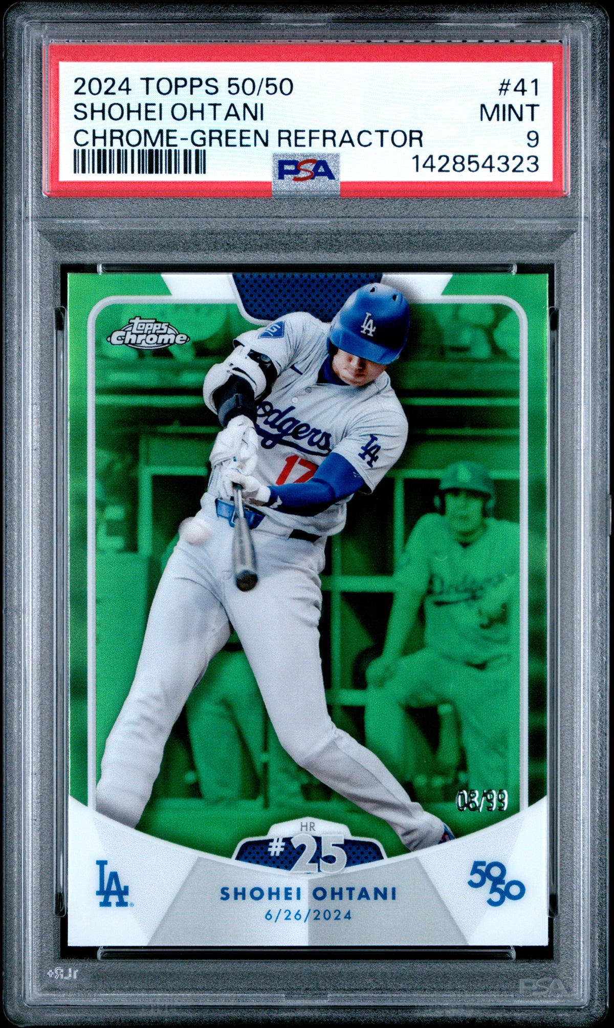 2024 Topps 50/50 Shohei Ohtani #41 Shohei Ohtani Chrome Green Refractor #/99