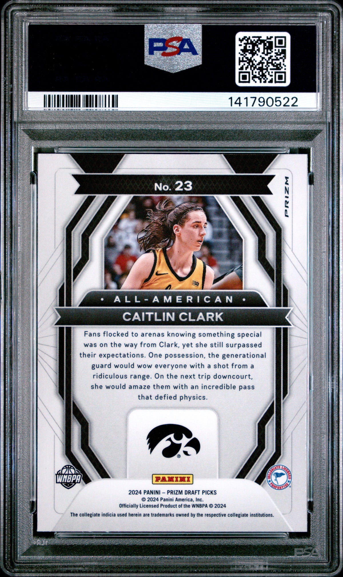 2024 Panini Prizm Draft Picks All-American Prizm #23 Caitlin Clark PSA 10