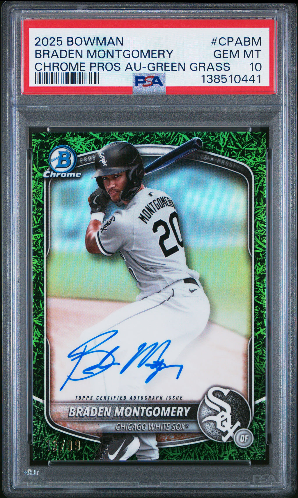 2025 Bowman Chrome Prospect Auto #CPABM Green Grass Braden Montgomery PSA 10 #99