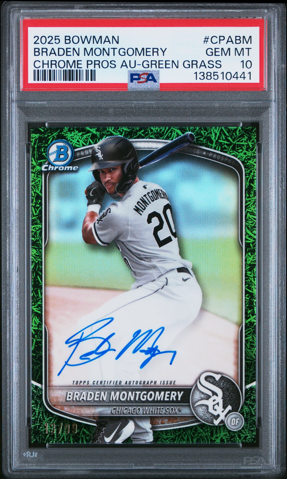 2025 Bowman Chrome Prospect Auto #CPABM Green Grass Braden Montgomery PSA 10 #99