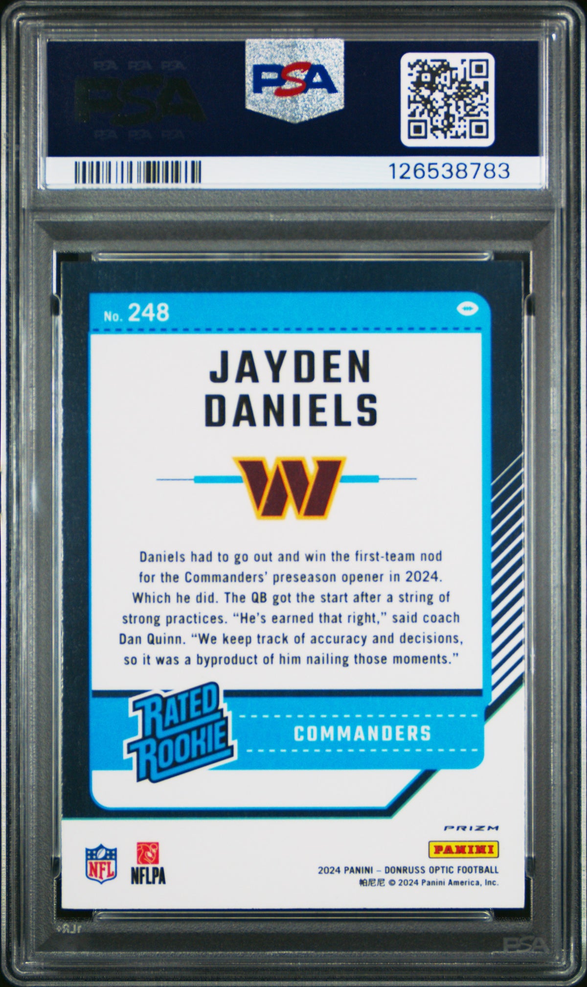 2024 Panini Donruss Optic #248 Jayden Daniels PSA 10