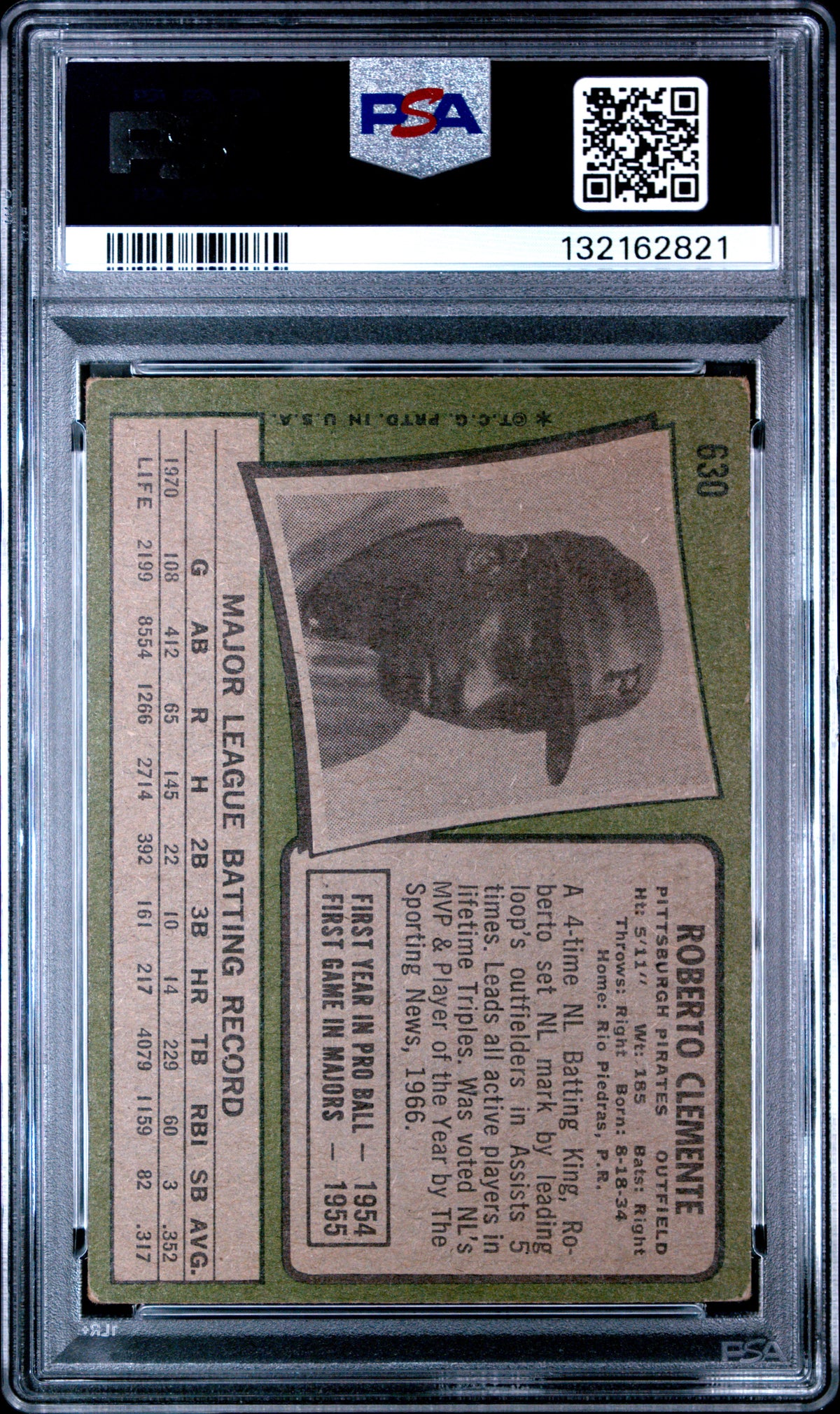 1971 Topps Topps #630 Roberto Clemente PSA 2