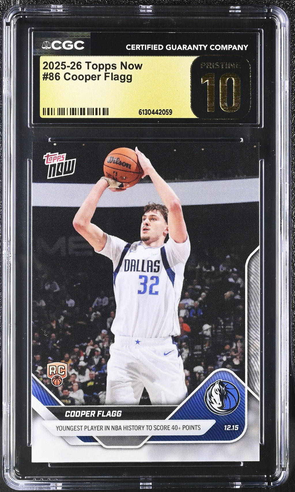 2025-26 Now Topps #86 Cooper Flagg CGC Pristine 10