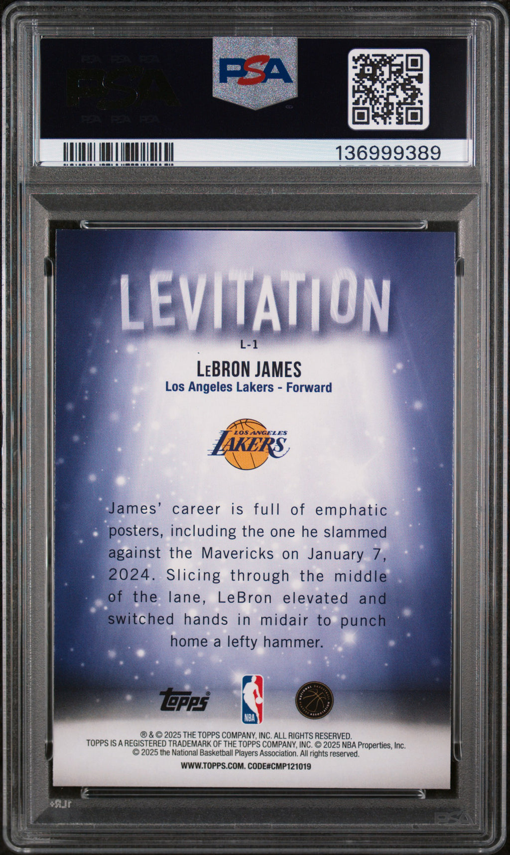 2025 Topps Levitation Topps #L-1 Lebron James PSA 10