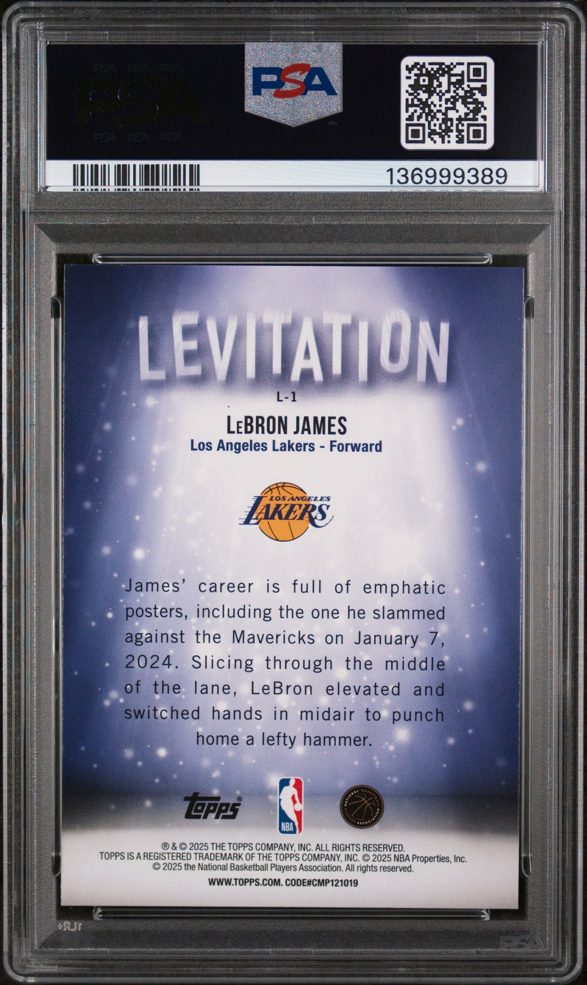 2025 Topps Levitation Topps #L-1 Lebron James PSA 10