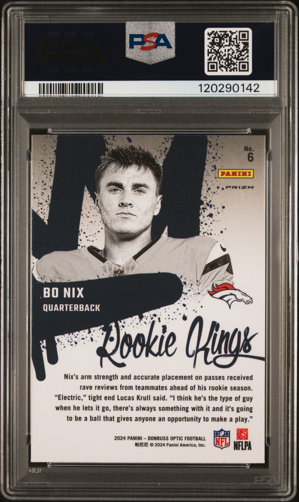 2024 Panini Donruss Optic Rookie Kings Donruss #6 Bo Nix PSA 10