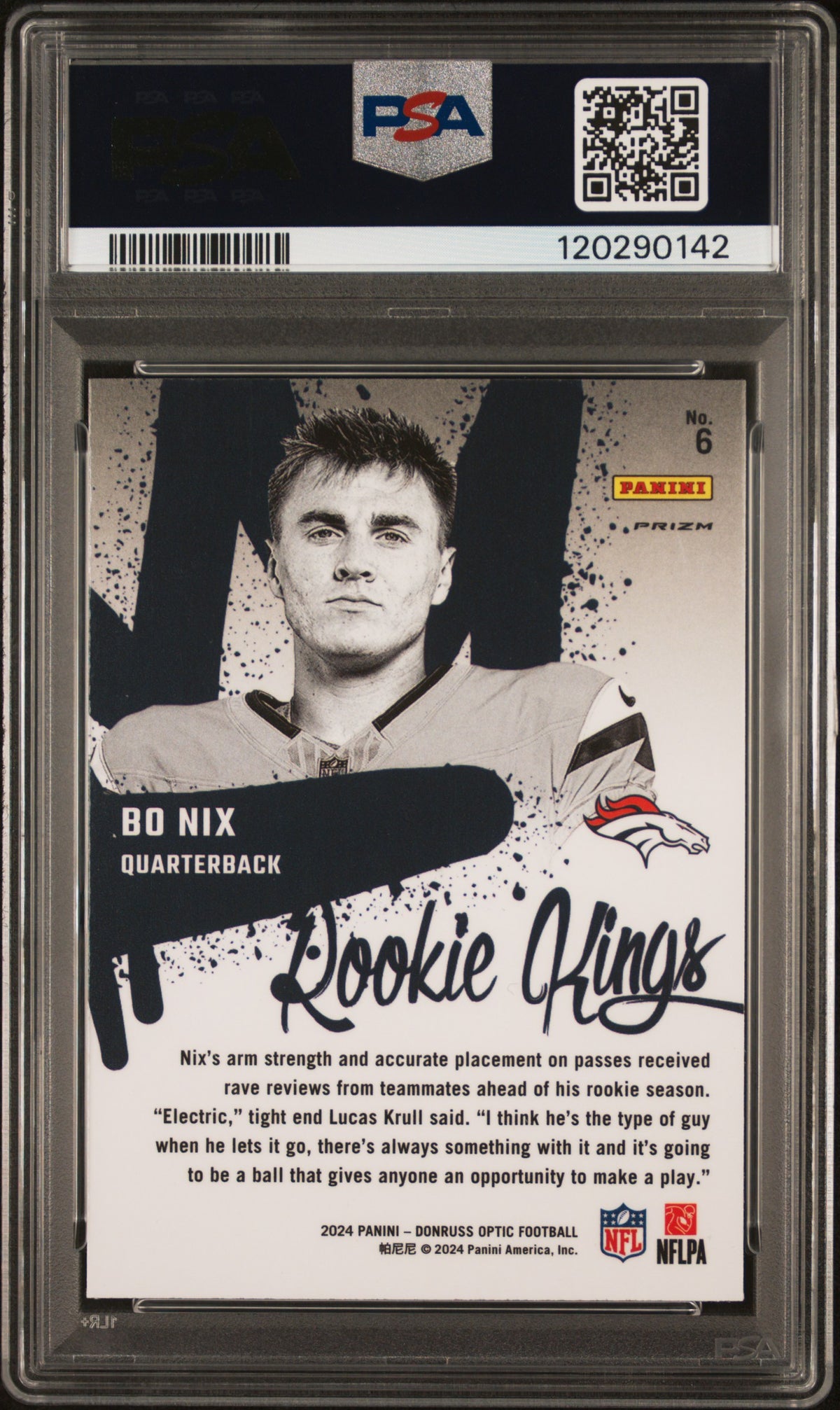 2024 Panini Donruss Optic Rookie Kings Donruss #6 Bo Nix PSA 10