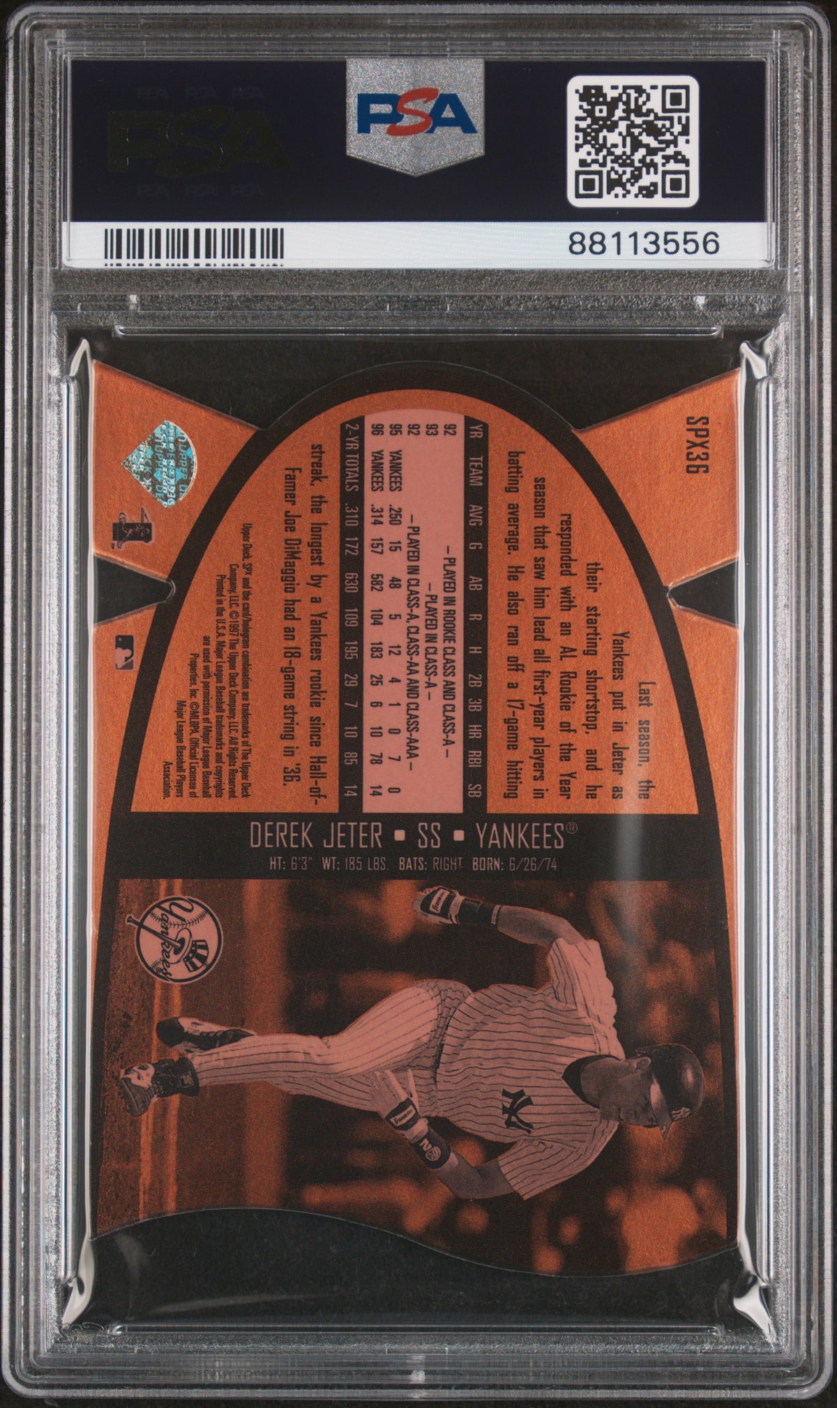 1997 Spx SPx #36 Derek Jeter PSA 9